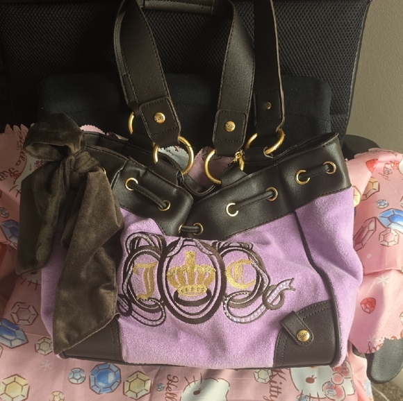 Juicy Couture Purple and Brown Day Dreamer Embroidered Shoulder Bag - Picture 1 of 10